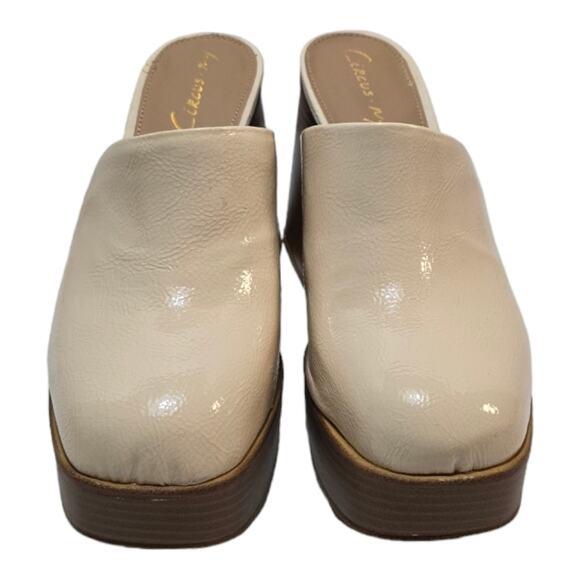 Sam Edelman Circus Chunky Platform 70s Heeled White Clogs New - Picture 3 of 9